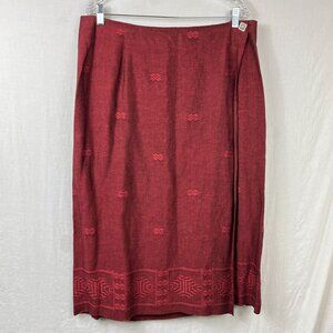 Coldwater Creek Linen Blend Midi Wrap Skirt Womens XL Petite Artsy Office Mature